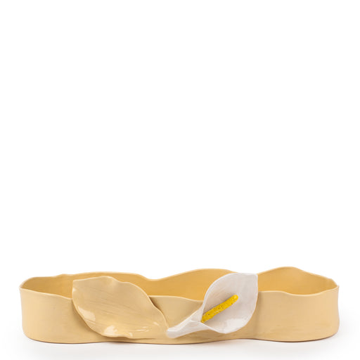 Lilies Long Dish <br>
Pastel Yellow <br>
(L 60 x H 12.5) cm
