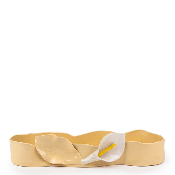 Lilies Long Dish <br>
Pastel Yellow <br>
(L 60 x H 12.5) cm