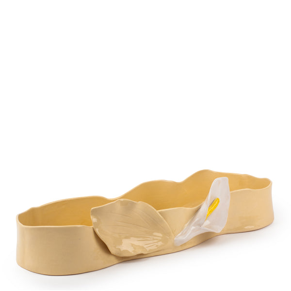 Lilies Long Dish <br>
Pastel Yellow <br>
(L 60 x H 12.5) cm