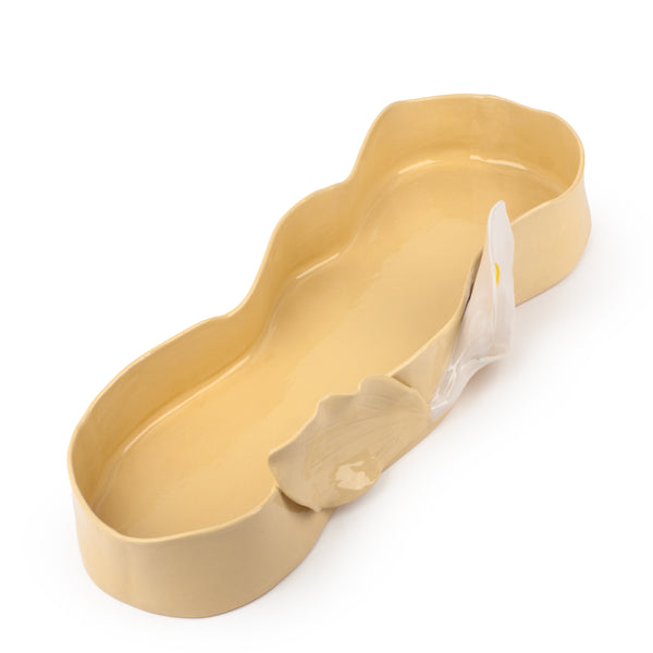 Lilies Long Dish <br>
Pastel Yellow <br>
(L 60 x H 12.5) cm