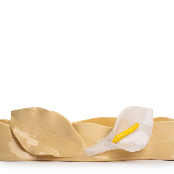 Lilies Long Dish <br>
Pastel Yellow <br>
(L 60 x H 12.5) cm