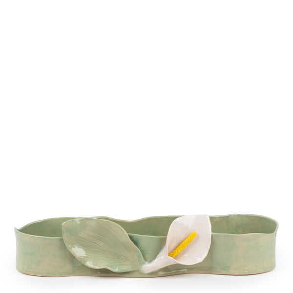 Lilies Long Dish <br>
Light Green <br>
(L 60 x H 12.5) cm