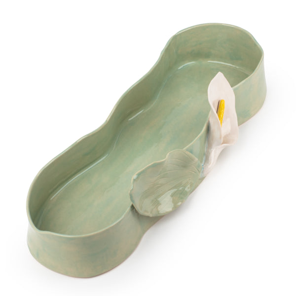 Lilies Long Dish <br>
Light Green <br>
(L 60 x H 12.5) cm