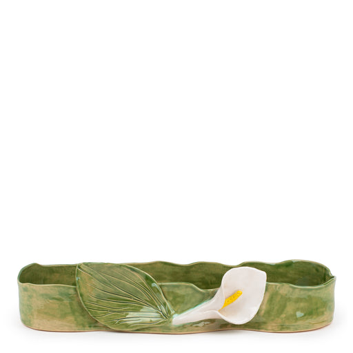 Lilies Long Dish <br>
Moss Green <br>
(L 60 x H 12.5) cm