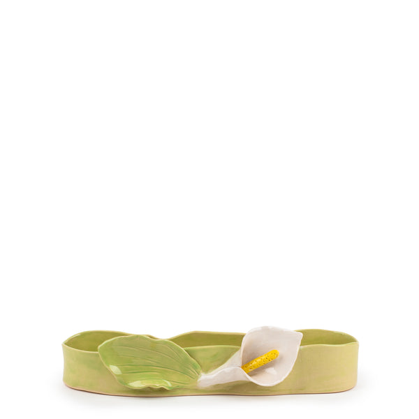 Lilies Oval Bowl <br>
Lime Green <br>
(L 42 x H 10) cm