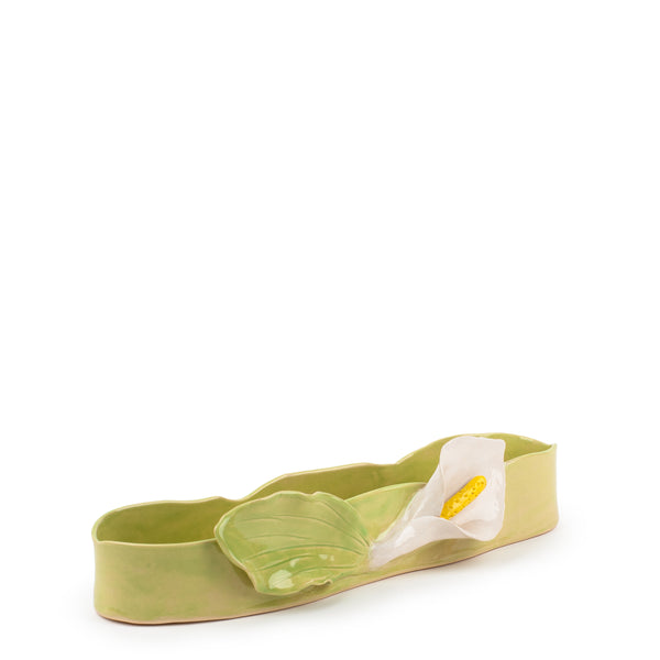 Lilies Oval Bowl <br>
Lime Green <br>
(L 42 x H 10) cm