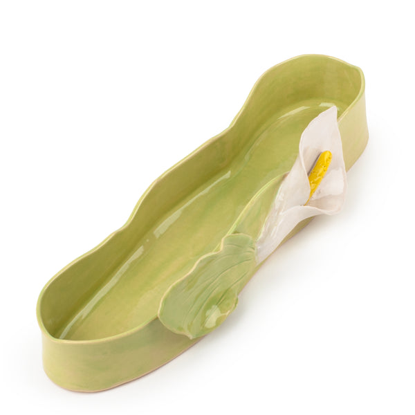 Lilies Oval Bowl <br>
Lime Green <br>
(L 42 x H 10) cm