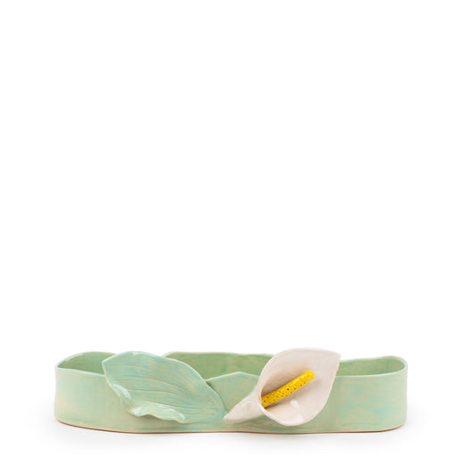 Lilies Oval Bowl <br>
Light Green <br>
(L 42 x H 10) cm