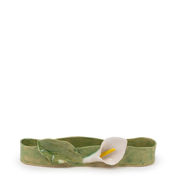 Lilies Oval Bowl <br>
Moss Green <br>
(L 42 x H 10) cm