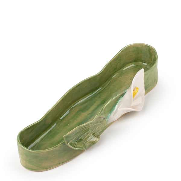 Lilies Oval Bowl <br>
Moss Green <br>
(L 42 x H 10) cm