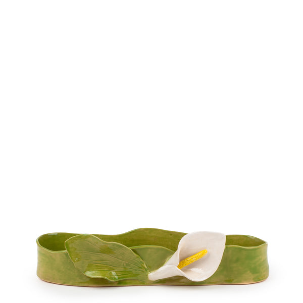 Lilies Oval Bowl <br>
Apple Green <br>
(L 42 x H 10) cm
