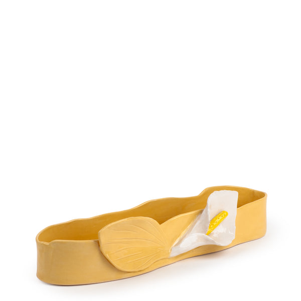 Lilies Oval Bowl <br>
Yellow <br>
(L 42 x H 10) cm