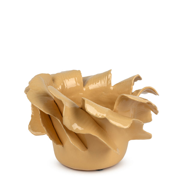 Ruffle Vase <br> Pastel Yellow <br> (Ø 35 x H 20) cm