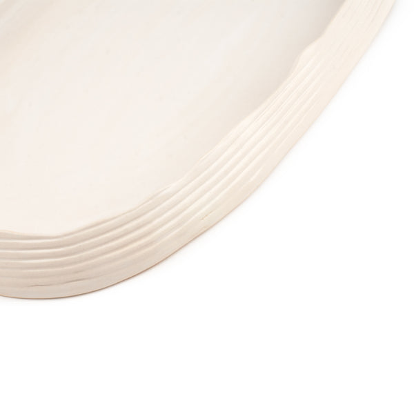 Striped Oval Dish Low Border <br> 
White
<br> (L 50 x H 5) cm