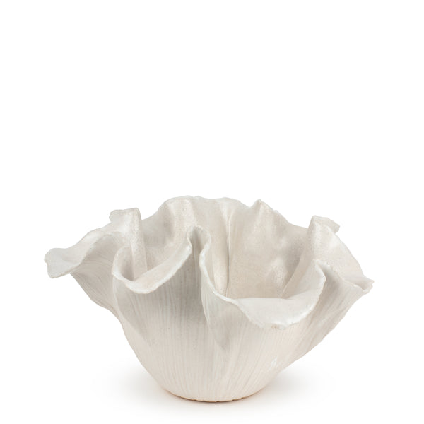 Ribbed Ruffle Bowl <br> White <br> (Ø 31 x H 19) cm