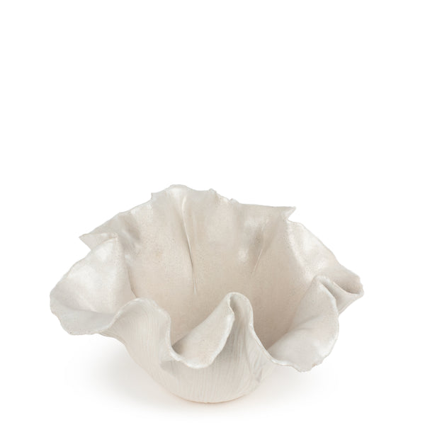 Ribbed Ruffle Bowl <br> White <br> (Ø 31 x H 19) cm