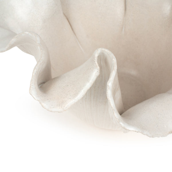 Ribbed Ruffle Bowl <br> White <br> (Ø 31 x H 19) cm