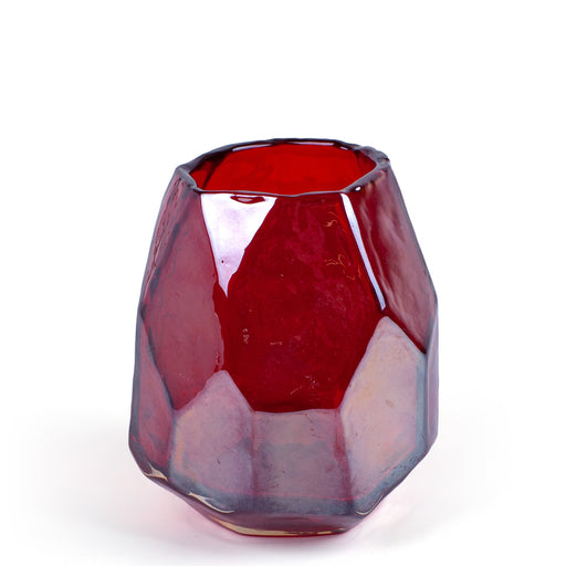 Diamond Candle Holder & Vase <br> Red <br> (D 11 x H 12) cm