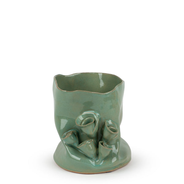 Roses Vase Sage <br> Green <br> (Ø 17 x H 20) cm