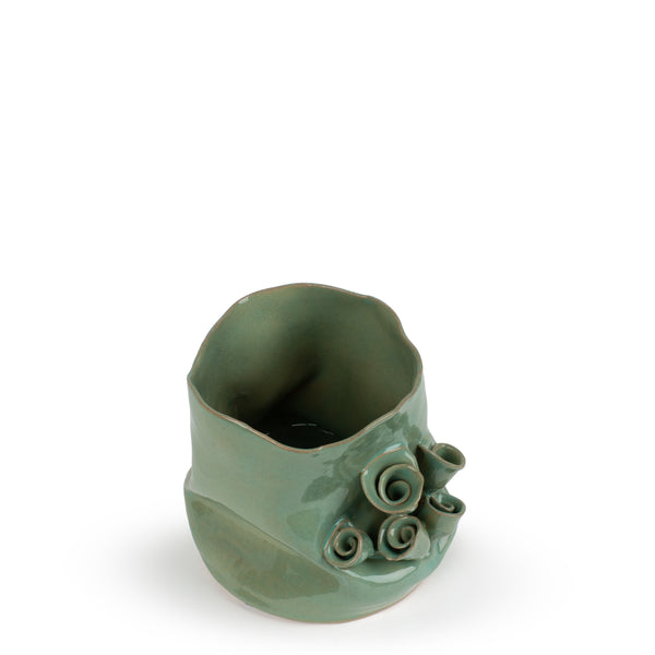 Roses Vase Sage <br> Green <br> (Ø 17 x H 20) cm