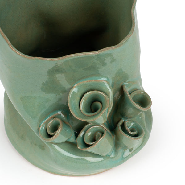 Roses Vase Sage <br> Green <br> (Ø 17 x H 20) cm