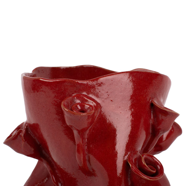 Roses Vase Sage <br> Red <br> (Ø 18 x H 18) cm
