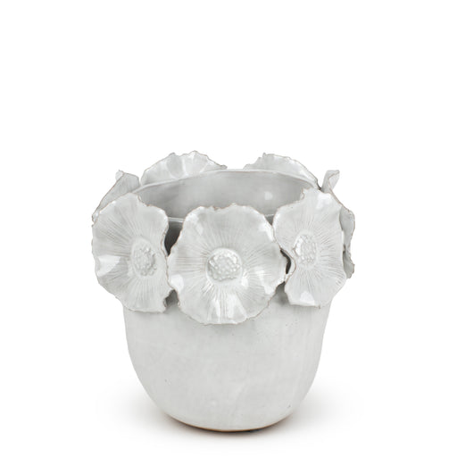 Flower Crafted Round Vase <br> White <br> (Ø 20 x H 20) cm