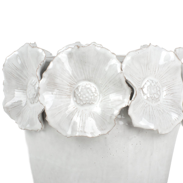 Flower Crafted Round Vase <br> White <br> (Ø 20 x H 20) cm