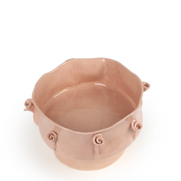 Roses Dish on Stand <br> Nude <br> (Ø 26 x H 19) cm