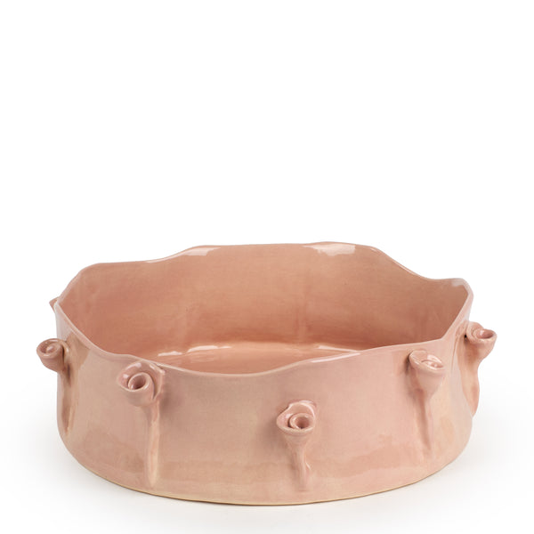 Roses Dish on Stand <br> Nude <br> (Ø 32 x H 20) cm