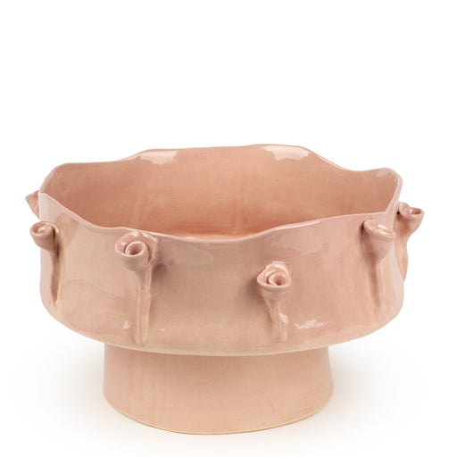 Roses Dish on Stand <br> Nude <br> (Ø 32 x H 20) cm