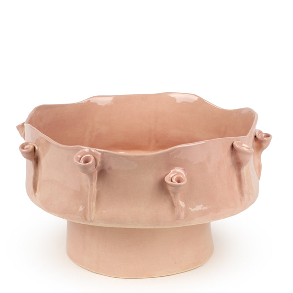 Roses Dish on Stand <br> Nude <br> (Ø 32 x H 20) cm