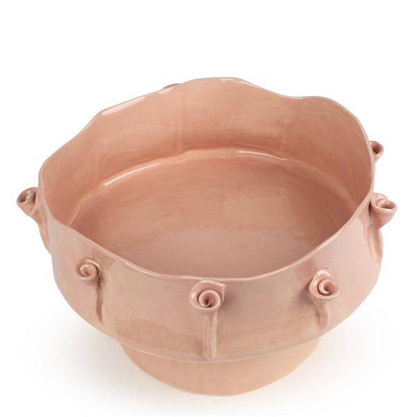 Roses Dish on Stand <br> Nude <br> (Ø 32 x H 20) cm