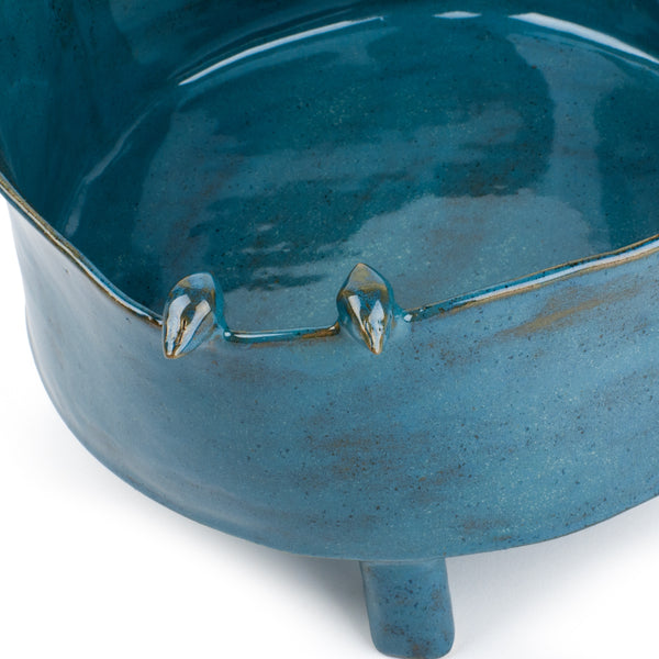 Round Dish with Legs and Birds <br> 
Blue
<br> (Ø 25 x H 15) cm