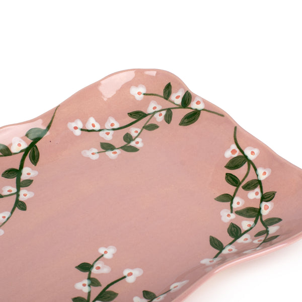 Cherry Blossom Rectangular Tray <br> Pink <br> (L 48 x H 26) cm