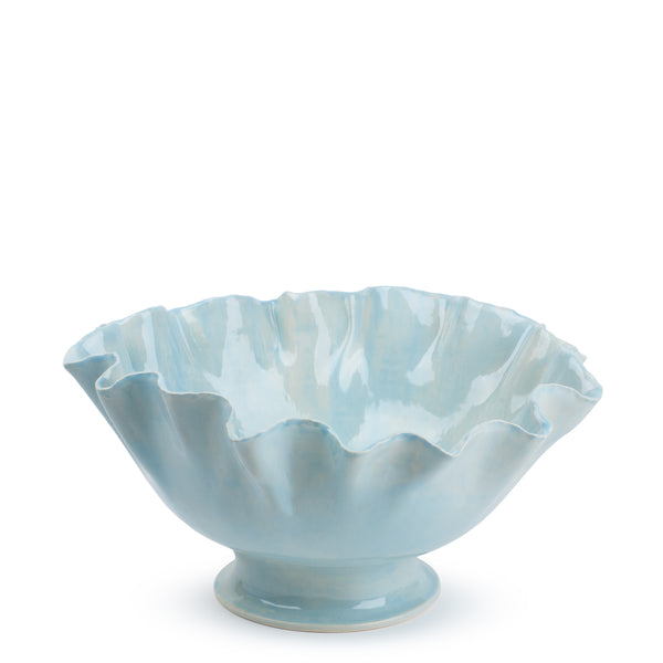 Ruffle Bowl on Stand <br> 
Pastel Blue
<br> (Ø 30 x H 16) cm