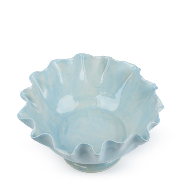 Ruffle Bowl on Stand <br> 
Pastel Blue
<br> (Ø 30 x H 16) cm