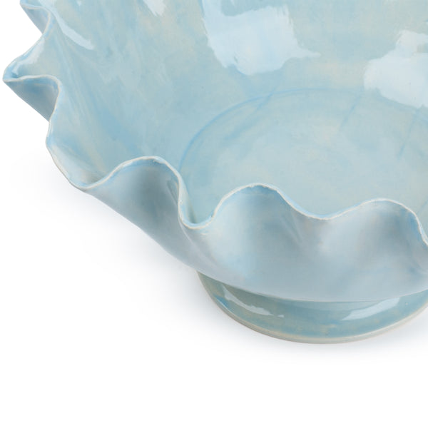 Ruffle Bowl on Stand <br> 
Pastel Blue
<br> (Ø 30 x H 16) cm