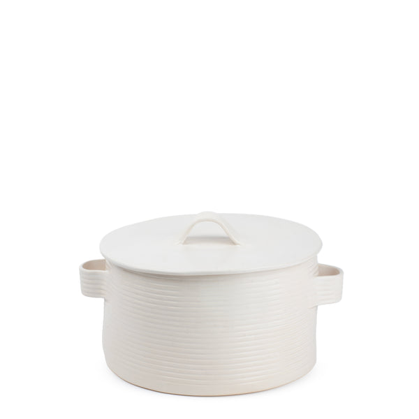 Striped Saucepan with Lid <br> 
White
<br> (Ø 25 x H 18) cm