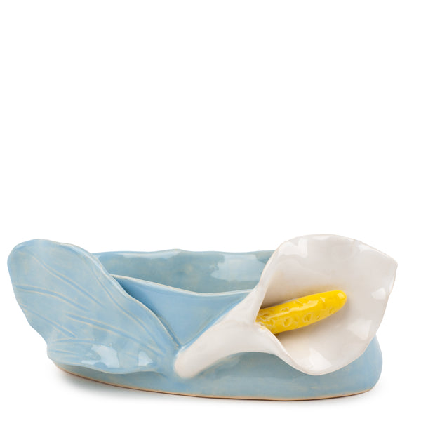 Lilies Oval Bowl <br> Pastel Blue <br> (L 17 x H 6) cm