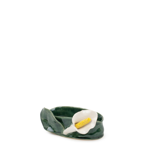 Lilies Oval Bowl <br> Dark Green <br> (L 17 x H 6) cm