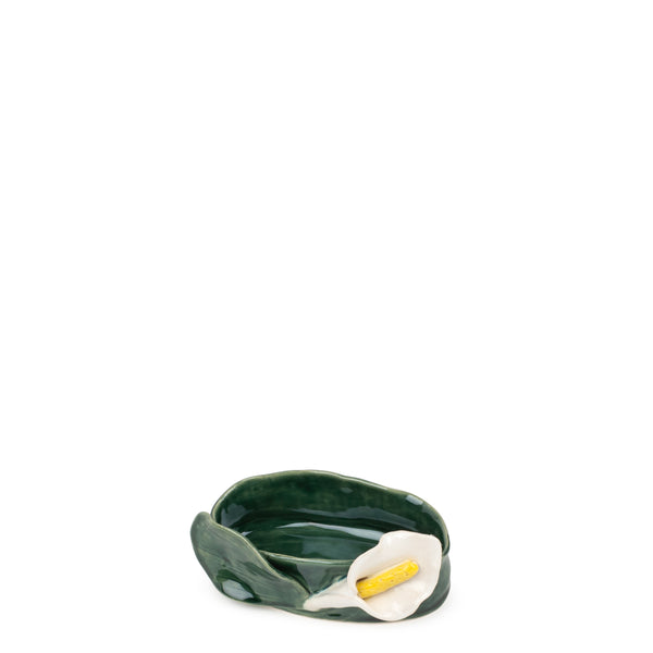 Lilies Oval Bowl <br> Dark Green <br> (L 17 x H 6) cm