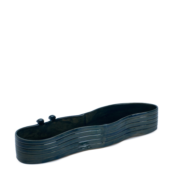 Oval Bowl with Birds <br> 
Blue
<br> (L 42 x H 8) cm