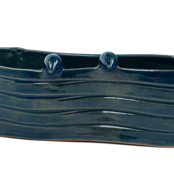 Oval Bowl with Birds <br> 
Blue
<br> (L 42 x H 8) cm