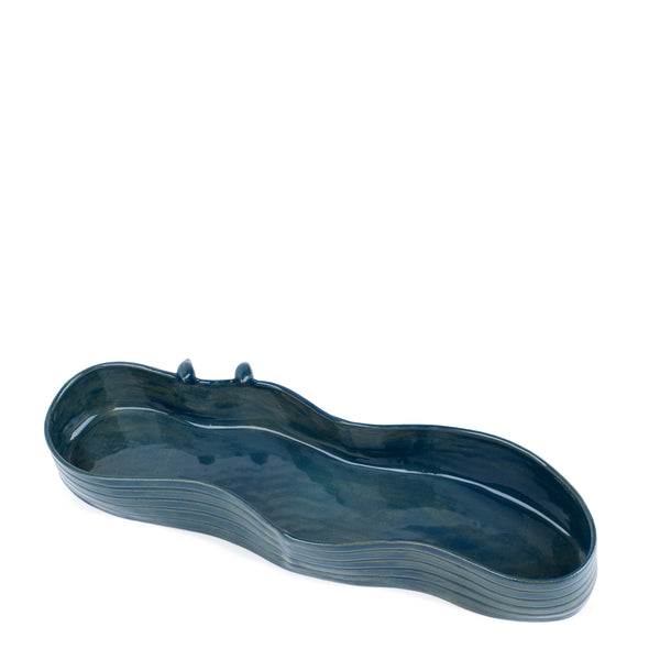 Oval Bowl with Birds <br> 
Blue
<br> (L 42 x H 8) cm