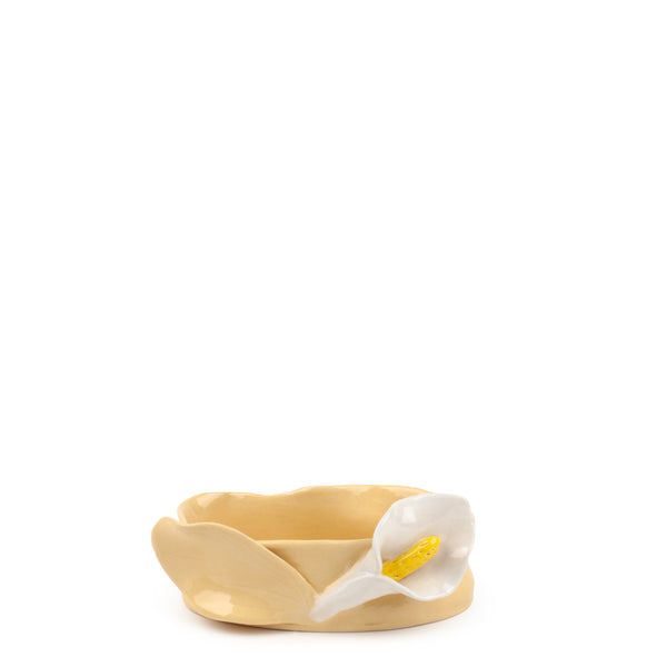 Lilies Oval Bowl <br> Pastel Yellow <br> (L 17 x H 6) cm