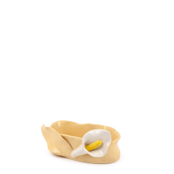 Lilies Oval Bowl <br> Pastel Yellow <br> (L 17 x H 6) cm