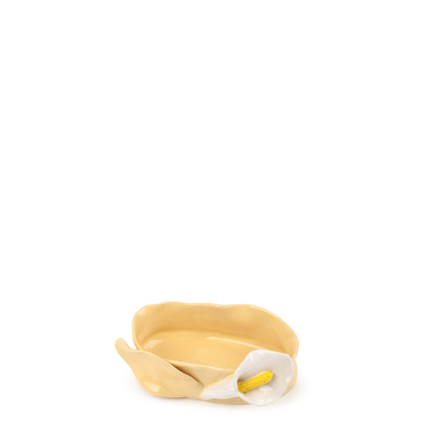 Lilies Oval Bowl <br> Pastel Yellow <br> (L 17 x H 6) cm