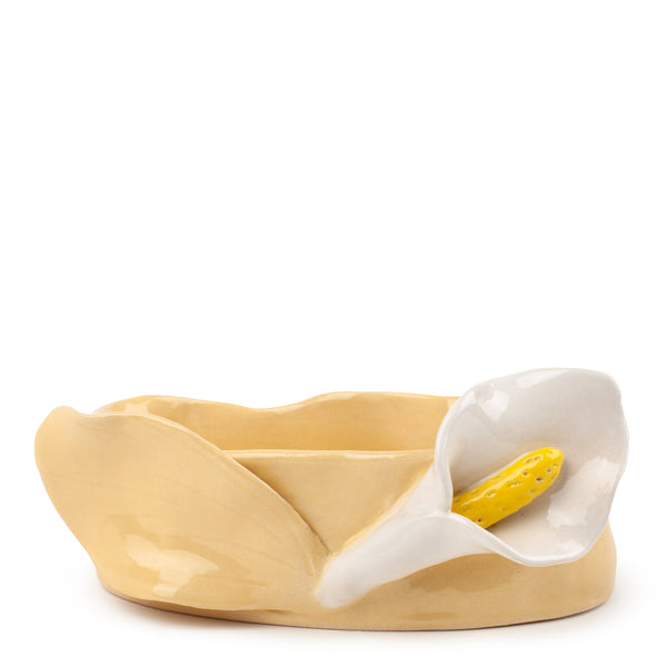 Lilies Oval Bowl <br> Pastel Yellow <br> (L 17 x H 6) cm