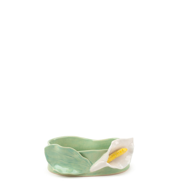 Lilies Oval Bowl <br> Tea Green <br> (L 17 x H 6) cm